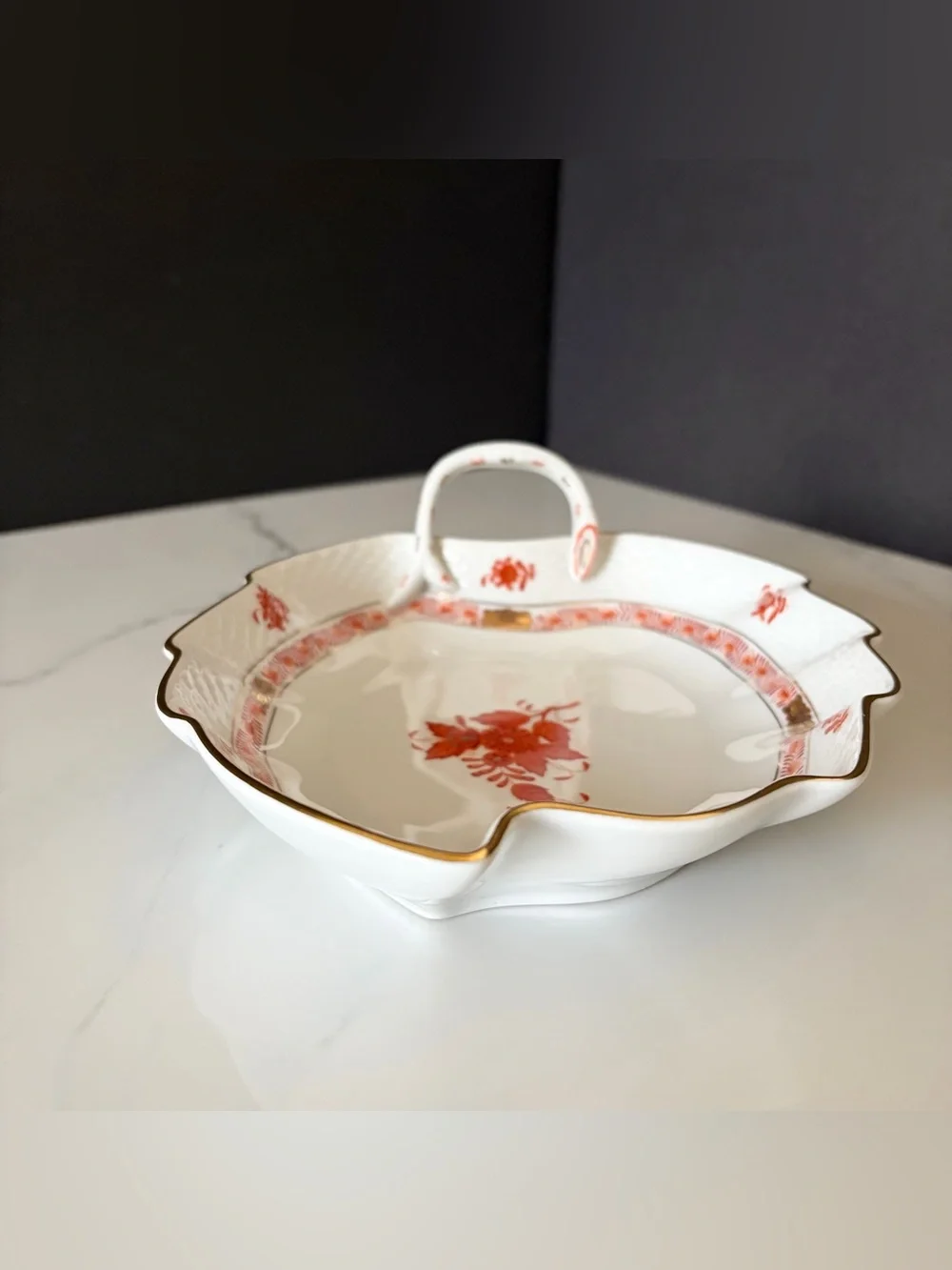 Chinese Bouquet Rust Leaf Serving Dish by Herend
